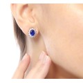 Princess Kate Blue Crystal Sapphire Gem Gold Plated Earrings