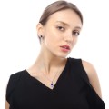 Princess Kate Amethyst Crystal Earrings and Pendant Set Gold Plated