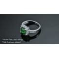 Emerald Green Crystal Gem 18K Gold Plated Wedding Ring