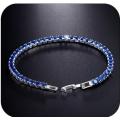 Luxury 4mm Tennis Bracelets Blue Iced Out Chain Crystal Bracelet For Women