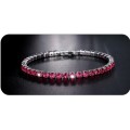 Luxury 4mm Tennis Bracelets Cerise Pink Iced Out Chain Crystal Bracelet For Women