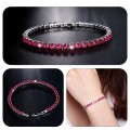 Luxury 4mm Tennis Bracelets Red Iced Out Chain Crystal Bracelet For Women