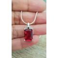Misso Classic Red Crystal Sapphire Pendant Set Gold Plated