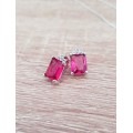Misso Classic Red Crystal Sapphire Earrings Set Gold Plated