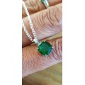 Eve Lurent Green Crystal Sapphire Pendant Chain