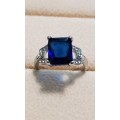 Misso Classic Blue Crystal Sapphire Gem Ring Gold Plated
