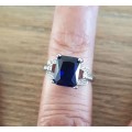 Misso Classic Blue Crystal Sapphire Gem Ring Gold Plated