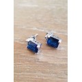 Misso Classic Blue Crystal Sapphire Gem Earrings