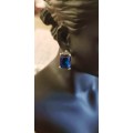 Misso Classic Blue Crystal Sapphire Gem Earrings
