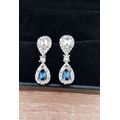 Vintage Women Blue Sapphire Jewelry Drop Dangle Earrings