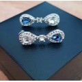 Vintage Women Blue Sapphire Jewelry Drop Dangle Earrings