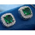 lady Eve  Green Crystal Sapphire Gem Earrings