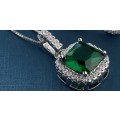 lady Eve  Green Crystal Sapphire Gem Pendant