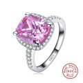 Lady Ann Pink Cushion Cut  Crystal  Ring for Women **925 Sterling Silver**