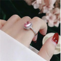 Pink Cushion Cut  Crystal  Ring for Women