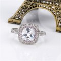 Victoria Wieck Luxury Square Bridal Ring  Encrusted with Pink and White Stones 925 Sterling Silver