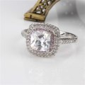 Victoria Wieck Luxury Square Bridal Ring  Encrusted with Pink & White Stones 925 Sterling Silver