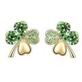 Crystal Clover Green 4 Leaf leaves heart  Earrings Jewelry