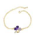Crystal Purple Clover 4 Leaf  heart Bracelet Jewelry