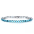 Luxury 4mm Tennis Bracelets Aqua Blue Chain Crystal Bracelet For Women