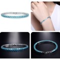 Luxury 4mm Tennis Bracelets Aqua Blue Chain Crystal Bracelet For Women
