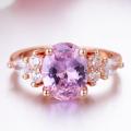 Vintage Promise  Pink Crystal Sapphire Gem  Rose Gold Plated Wedding Ring