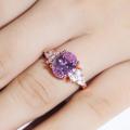 Vintage Promise  Pink Crystal Sapphire Gem  Rose Gold Plated Wedding Ring