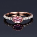 Vintage Luv Pink Crystal Sapphire Gem  Rose Gold Plated Wedding Ring