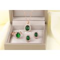 Villa Rose Rose gold Emerald  Austrian Crystal jewelry set 3pcs ring + necklace earrings for woman