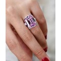 La Vu' Pink Crystal Sapphire Gem  Gold Plated Wedding Ring