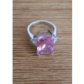 La Vu' Pink Crystal Sapphire Gem  Gold Plated Wedding Ring