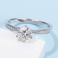 1.00cts Six-Prong Vintage Moissanite D/VVS1 Engagement Ring in Sterling Silver**Certified**