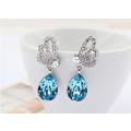 Austrian Blue Crystal butterfly Earrings