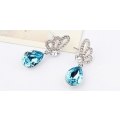 Austrian Blue Crystal butterfly Earrings