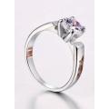 1.30Cts Classic 7mm Color and Silver  4 Prong Setting Engagement Ring For Women