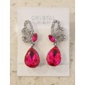 Austrian Pink Crystal butterfly Earrings