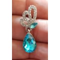 Austrian  Aqua Blue Crystal butterfly Earrings