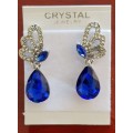 Austrian Royal Blue Crystal butterfly Earrings