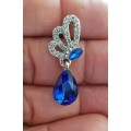 Austrian Royal Blue Crystal butterfly Earrings