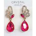 Austrian  Pink Crystal butterfly Earrings
