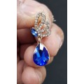 Austrian  Royal Blue Crystal butterfly Earrings