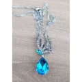 Austrian Blue Crystal butterfly Pendant