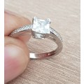 Princess Cut Crystal Promise Ring Wedding Engagement Ring