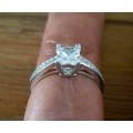 Princess Cut Crystal Promise Ring Wedding Engagement Ring