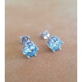 Solitaire Blue 1.00ct Moissanite D/VVS1  Earring Set in Sterling Silver **Certified*