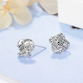 Four Leaf Clover Choker Earrings  Flower 925 Sterling Silver Jewelry