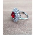 Villa Rose Silver Ring Red  Crystal jewelry  ring  for woman