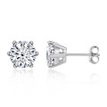 Solitaire  1.00ct Moissanite D/VVS1  Earring Set in Sterling Silver **Certified*