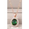 Villa Rose Pendant Rose gold Emerald Green Austrian Crystal jewelry