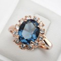 Villa Rose Ring Rose gold Blue  Austrian Crystal jewelry